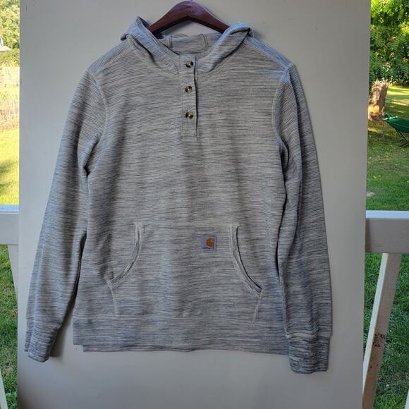 Carhartt Norwalk Hoodie Womens Medium Gray Sweatshirt Pullover Slightly Fitted - Picture 1 of 8